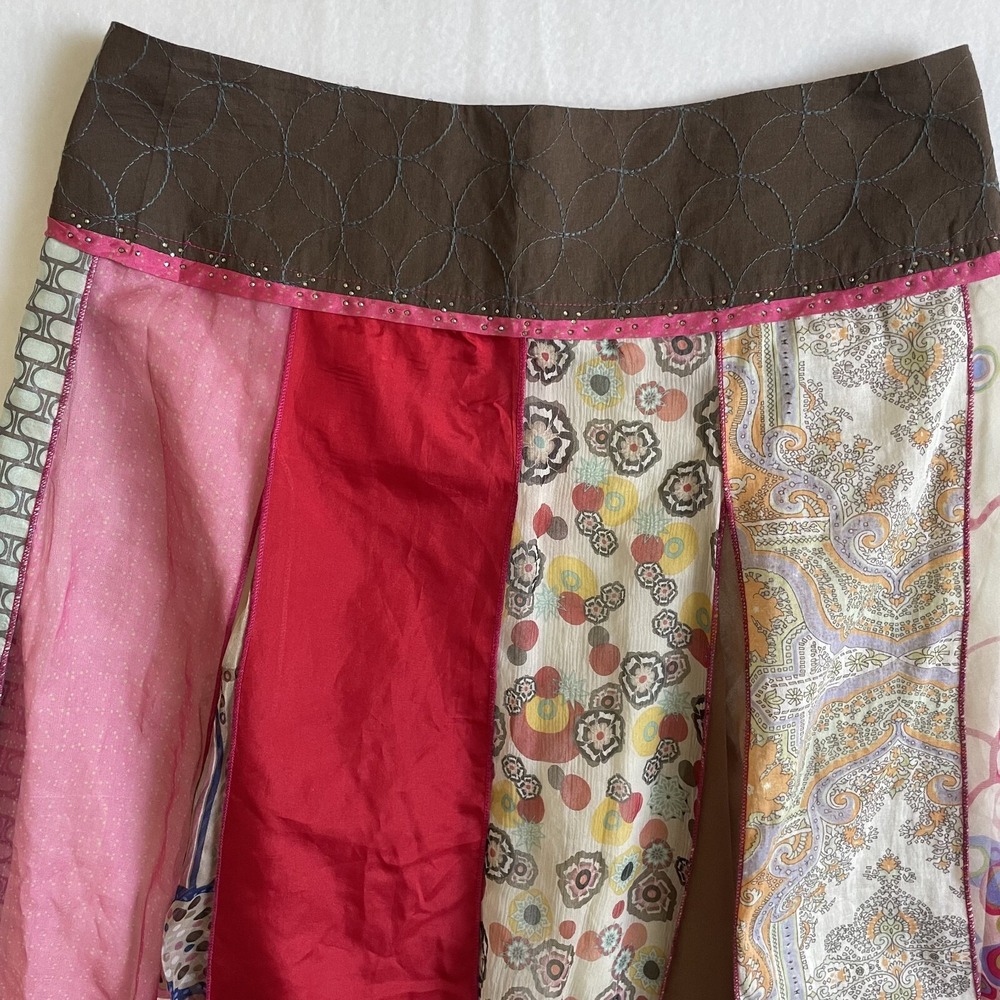 VTG Anthropologie Aquarius Silk Scarf Skirt Y2K Boho Whimsical Festival Floral 8 - Picture 2 of 7